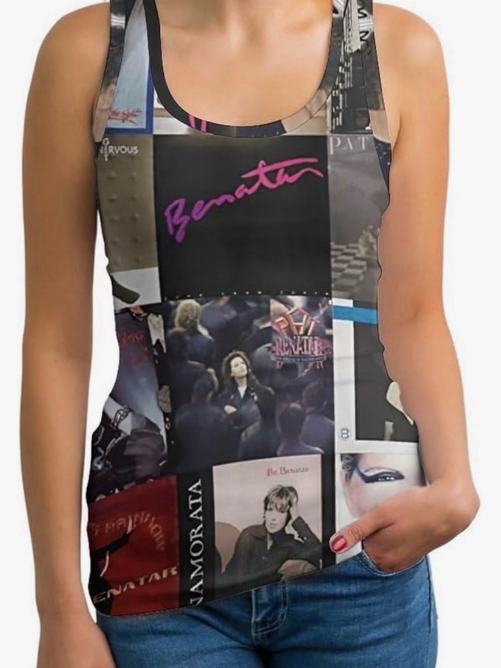 Pat Benatar Graphic Collage Racerback Tank Top 80s Rock Band Tee Style M